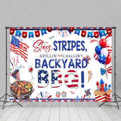 Aperturee - Aperturee Usa Flag Stars Stripes Backyard Bbq Party Backdrop