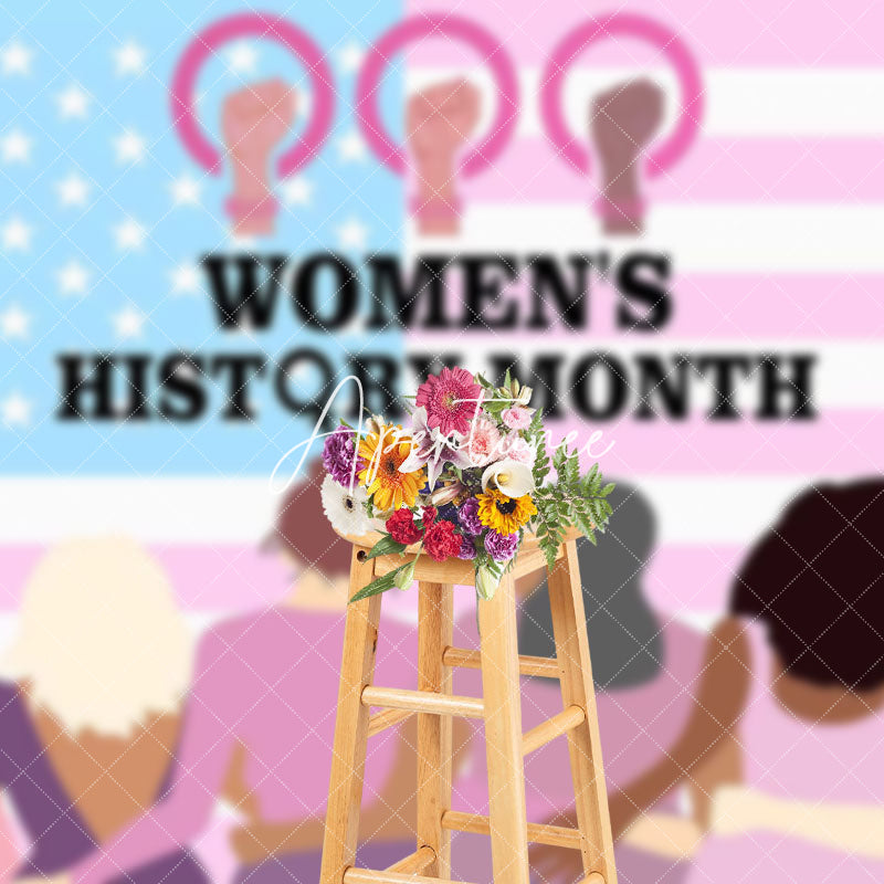 Aperturee - Aperturee Usa Flag United Happy Womens History Month Backdrop