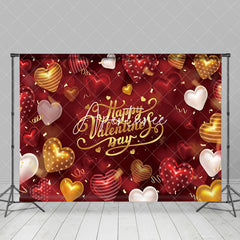 Aperturee - Aperturee Valentine Gold White Hearts Romantic Red Backdrop