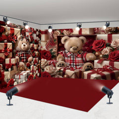 Aperturee - Aperturee Valentines Day Dense Gifts Box Bear Room Set Backdrop