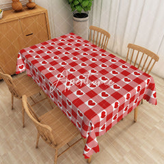 Aperturee - Aperturee Valentines Day Red Heart Pattern Rectangle Tablecloth