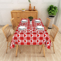 Aperturee - Aperturee Valentines Day Red Heart Pattern Rectangle Tablecloth