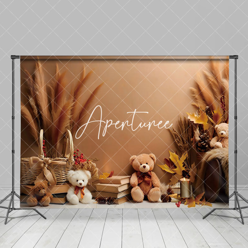 Aperturee - Aperturee Valentines Theme Baby Bear Boho Photography Backdrop