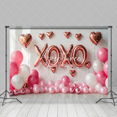 Aperturee - Aperturee Valentines Xoxo Romantic Pink White Balloons Backdrop