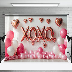 Aperturee - Aperturee Valentines Xoxo Romantic Pink White Balloons Backdrop