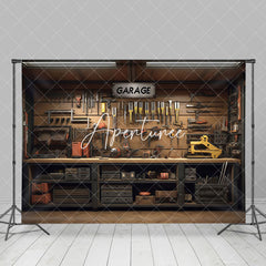 Aperturee - Aperturee Various Auto Repair Tools Wooden Garage Backdrop