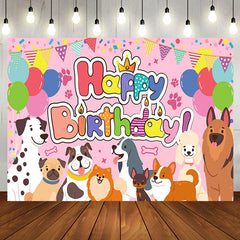 Aperturee - Aperturee Various Colorful Pet Balloon Happy Birthday Backdrop