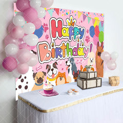 Aperturee - Aperturee Various Colorful Pet Balloon Happy Birthday Backdrop