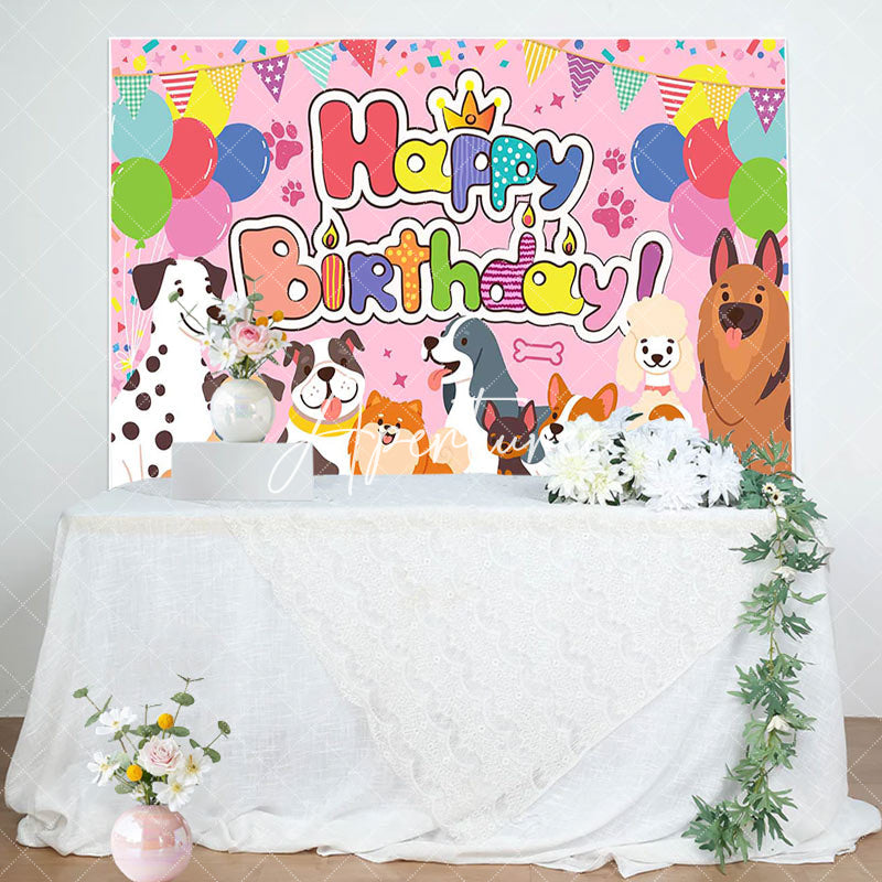 Aperturee - Aperturee Various Colorful Pet Balloon Happy Birthday Backdrop