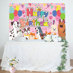 Aperturee - Aperturee Various Colorful Pet Balloon Happy Birthday Backdrop