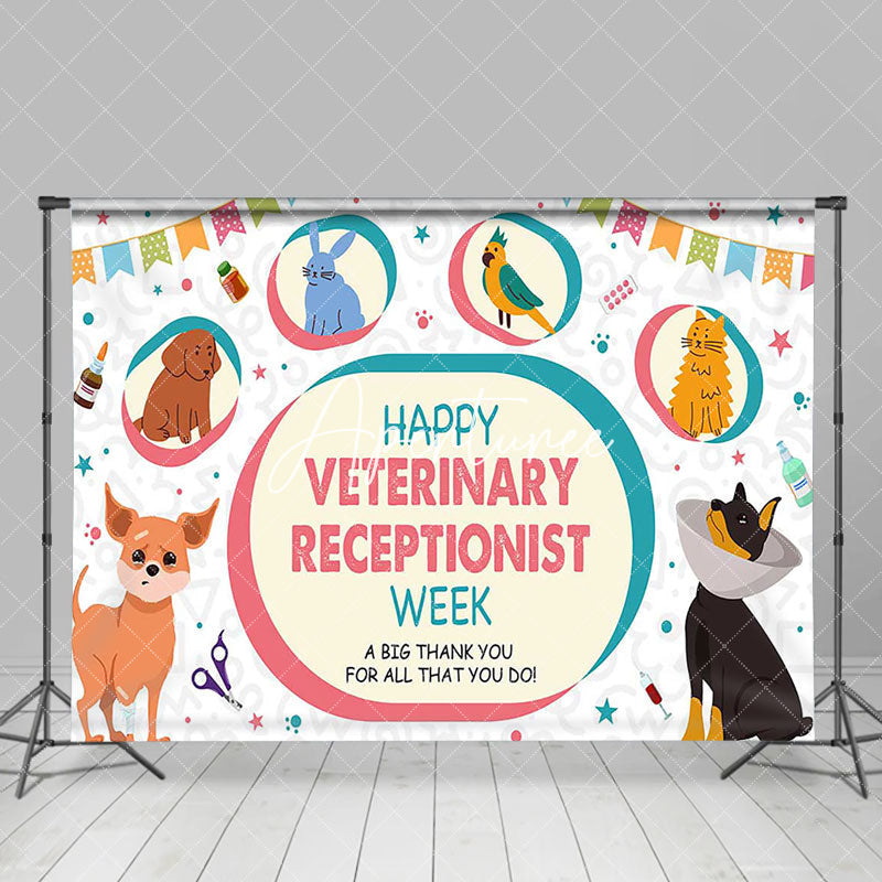 Aperturee - Aperturee Various Pets Happy Veterinary Receptionist Backdrop