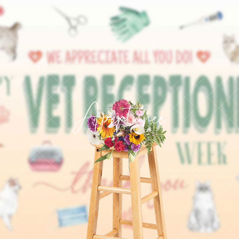 Aperturee - Aperturee Various Pets Thank You Vet Receptionist Backdrop