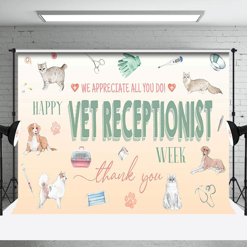 Aperturee - Aperturee Various Pets Thank You Vet Receptionist Backdrop