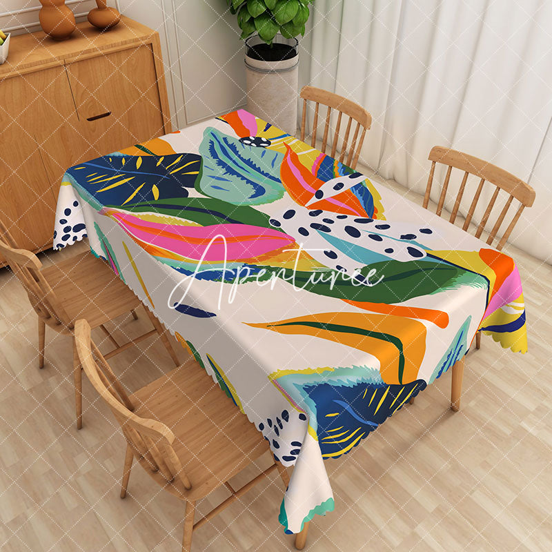 Aperturee - Aperturee Vibrant Multicolored Abstract Art Rectangle Tablecloth