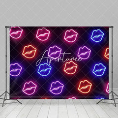 Aperturee - Aperturee Vibrant Neon Lip Shapes In Rows Dynamic Backdrop