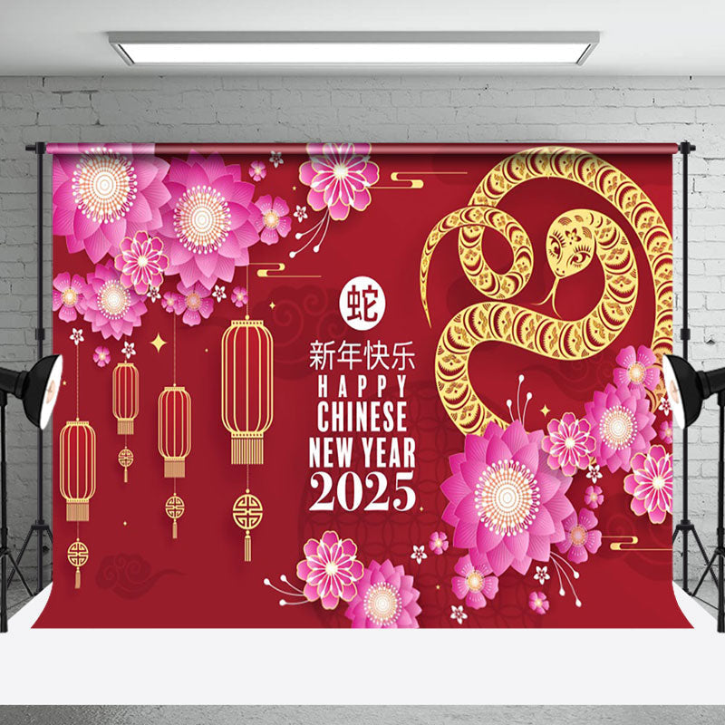 Aperturee - Aperturee Vibrant Snake 2025 Chinese New Year Celebration Red Backdrop