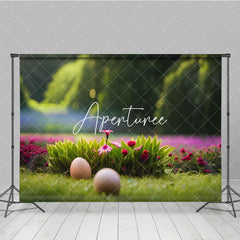 Aperturee - Aperturee Vibrant Spring Grass Wildflower Egg Easter Backdrop