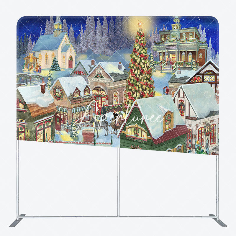 Aperturee - Aperturee Village Carriage Christmas Pillow Case Backdrop