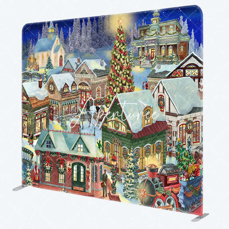 Aperturee - Aperturee Village Carriage Christmas Pillow Case Backdrop