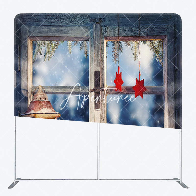 Aperturee - Aperturee Village Window Gifts Christmas Tension Fabric Backdrop