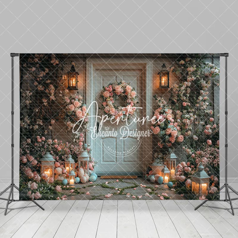 Aperturee - Aperturee Vine Floral Wreath Door Easter Spring Photo Backdrop