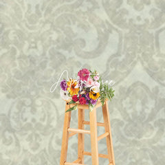 Aperturee - Aperturee Vintage Beige Floral Damask Backdrop For Photography