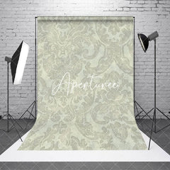 Aperturee - Aperturee Vintage Beige Floral Damask Backdrop For Photography