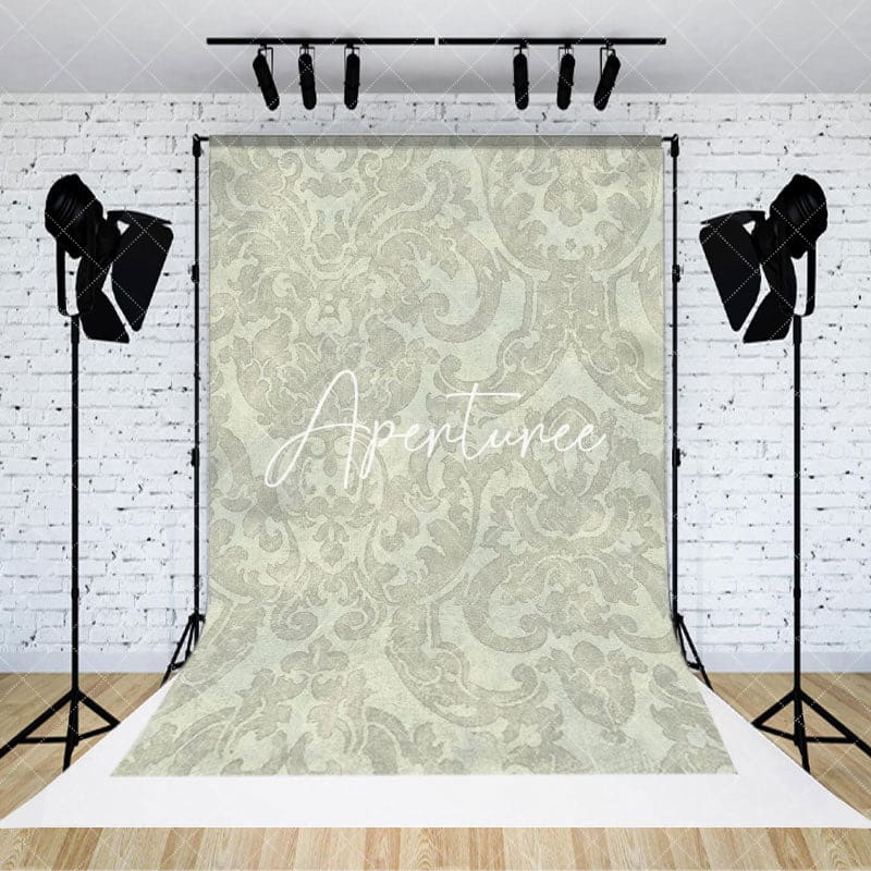 Aperturee - Aperturee Vintage Beige Floral Damask Backdrop For Photography