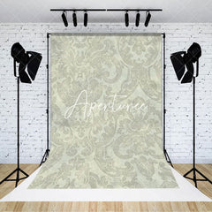 Aperturee - Aperturee Vintage Beige Floral Damask Backdrop For Photography