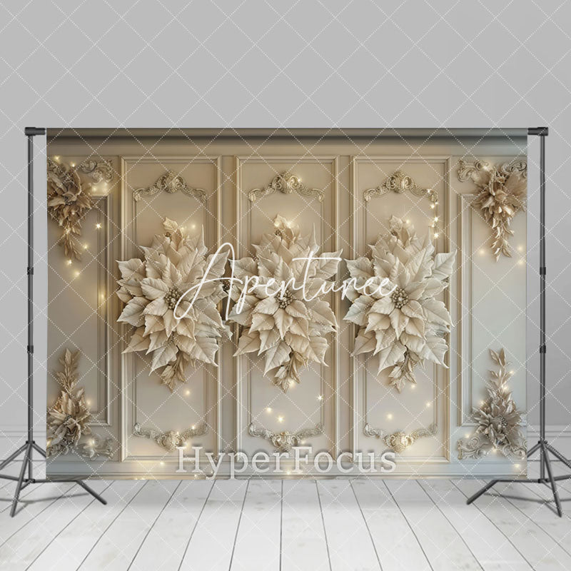 Aperturee - Aperturee Vintage Beige Floral Wall Light Christmas Backdrop