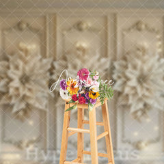 Aperturee - Aperturee Vintage Beige Floral Wall Light Christmas Backdrop