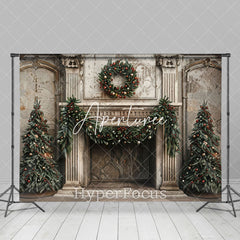 Aperturee - Aperturee Vintage Beige Palace Wall Tree Christmas Backdrop