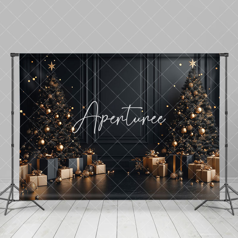 Aperturee - Aperturee Vintage Black Wall Gift Xmas Tree Christmas Backdrop