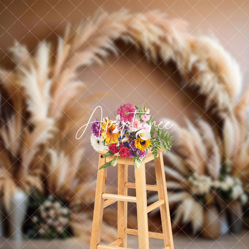 Aperturee - Aperturee Vintage Boho Feather Brown Wall Photography Backdrop