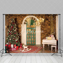 Aperturee - Aperturee Vintage Bricks Room Tree Piano Christmas Backdrop