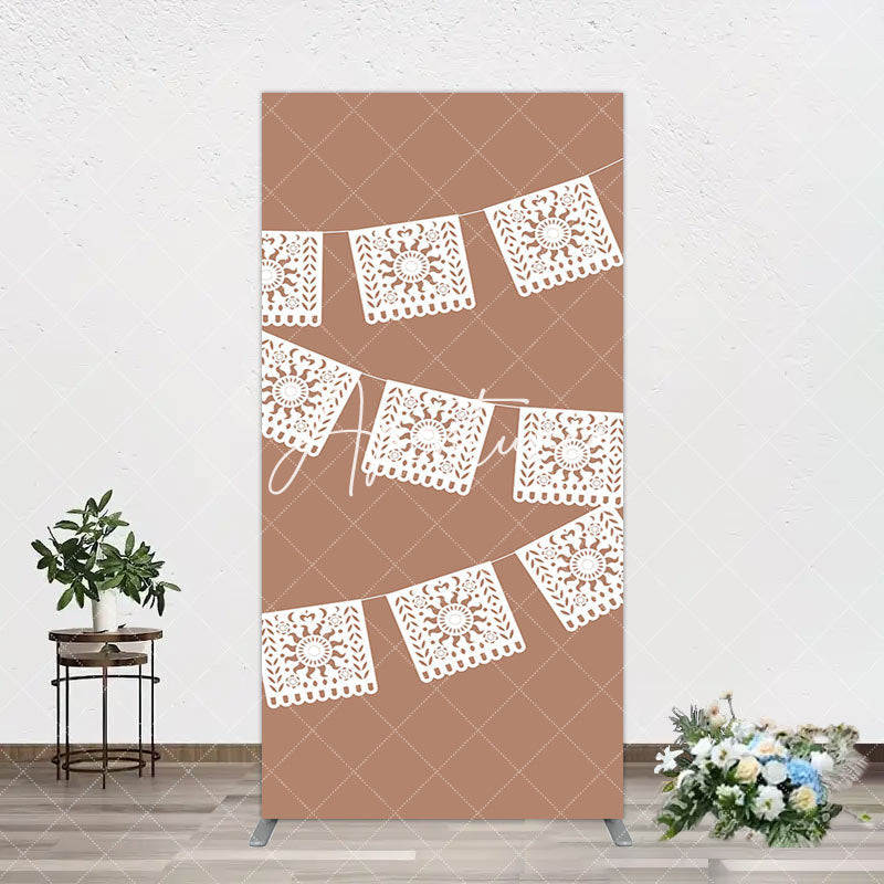 Aperturee - Aperturee Vintage Brown Wedding Paper Cut Banner Arch Backdrop