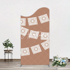 Aperturee - Aperturee Vintage Brown Wedding Paper Cut Banner Arch Backdrop