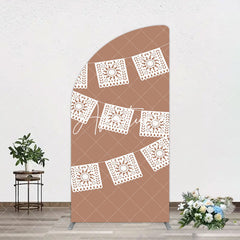 Aperturee - Aperturee Vintage Brown Wedding Paper Cut Banner Arch Backdrop