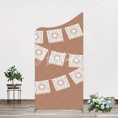 Aperturee - Aperturee Vintage Brown Wedding Paper Cut Banner Arch Backdrop