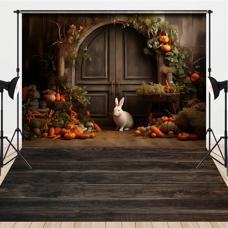 Aperturee - Aperturee Vintage Door Bunny Carrot Easter Combo Set Backdrop