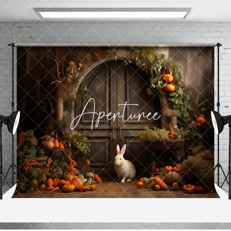 Aperturee - Aperturee Vintage Door Bunny Carrot Easter Combo Set Backdrop