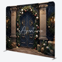 Aperturee - Aperturee Vintage Door Leaves Christmas Pillow Case Backdrop