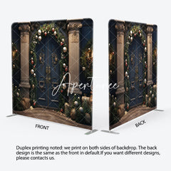 Aperturee - Aperturee Vintage Door Leaves Christmas Pillow Case Backdrop