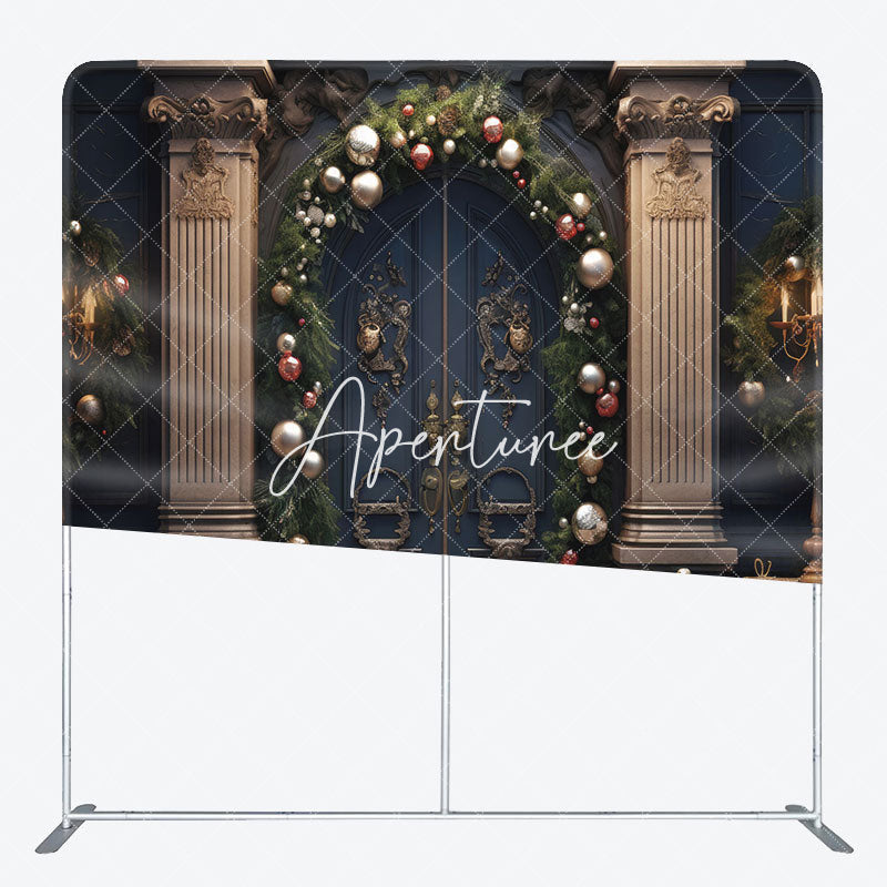 Aperturee - Aperturee Vintage Door Leaves Christmas Pillow Case Backdrop