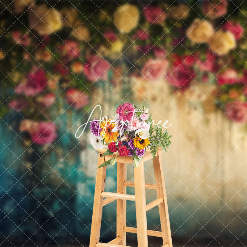 Aperturee - Aperturee Vintage Floral Wall Fine Art Photography Backdrop