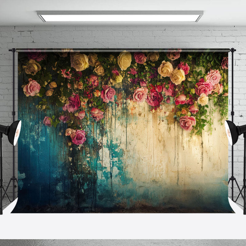 Aperturee - Aperturee Vintage Floral Wall Fine Art Photography Backdrop