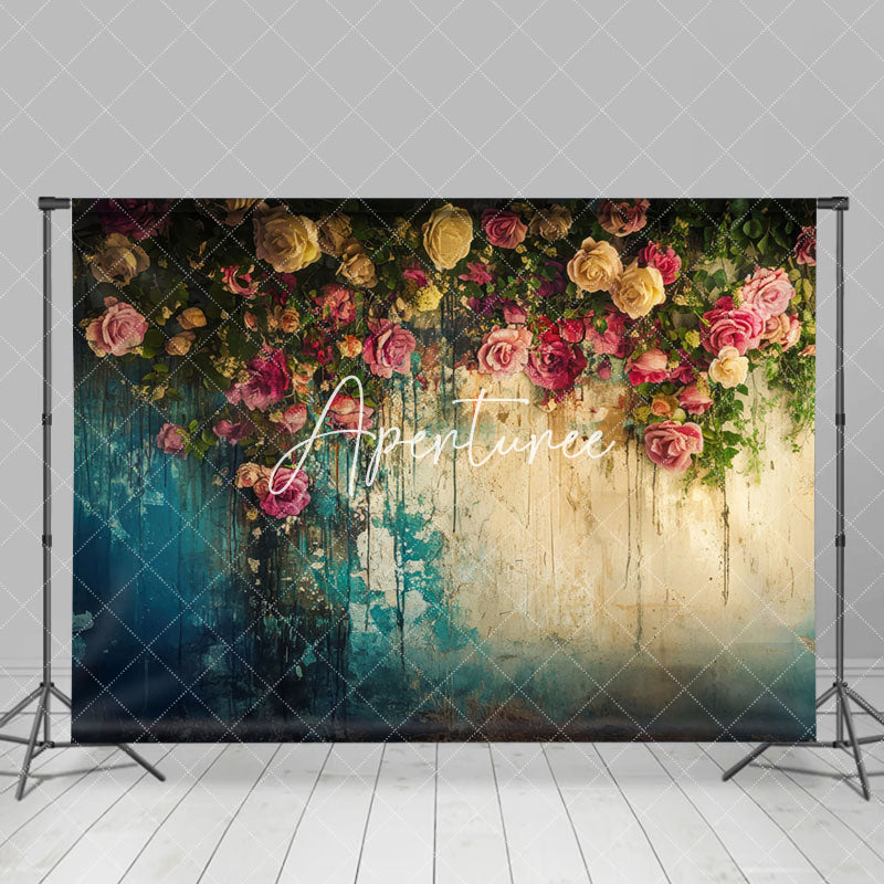 Aperturee - Aperturee Vintage Floral Wall Fine Art Photography Backdrop