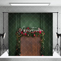 Aperturee - Aperturee Vintage Green Christmas Kitchen Room Set Backdrop