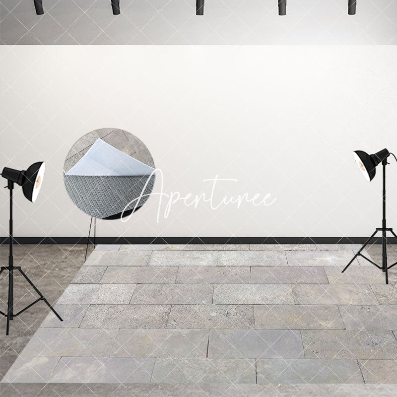 Aperturee - Aperturee Vintage Grey Stones Pattern Fabric Floor Backdrop