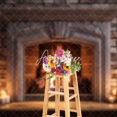 Aperturee - Aperturee Vintage Luxury Fireplace Candles Christmas Backdrop